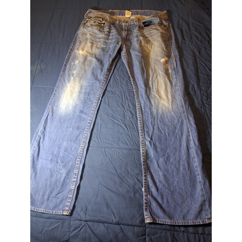 True Religion Vintage Bootcut Mens Jeans Size 38x34 Faded Made in USA Distressed